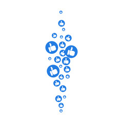 Likes and thumbs flying up for stories and live streams. Thumbs icons for social media ui. Vector illlustration isolated in white background