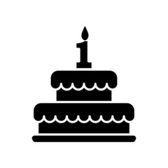 Birth Cake Icon Vector  Design Template.