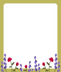 スズランとバラの花　フレーム