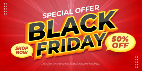Fototapeta na wymiar Realistic banner Black friday for promote your business and offer