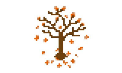 Pixel autumn tree