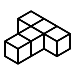 3d Cube icon, symbol illustration. Building, cargo icon. Squares cubic, cubism graphic