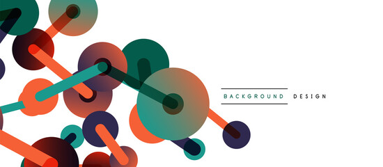 Abstract background. Round dots connected by lines. Trendy techno business template for wallpaper, banner, background or landing