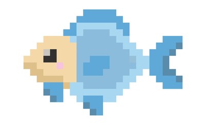 Pixel blue fish