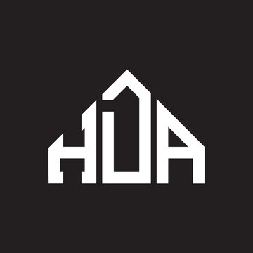 HDA letter logo design on Black background. HDA creative initials letter logo concept. HDA letter design. 