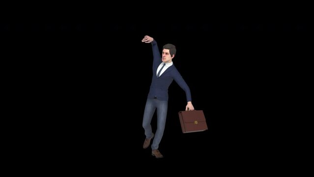 Dancing businessman - 3d render looped with alpha channel.