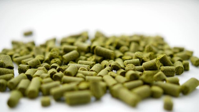 Concept hops in granules for brewing at the brewery.