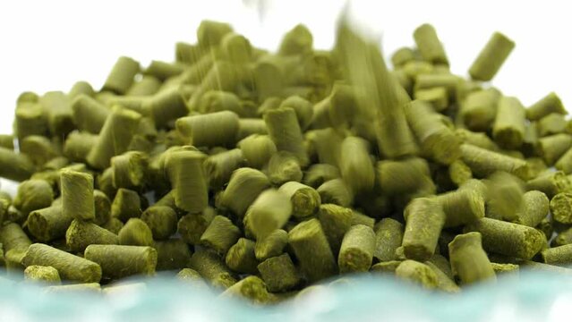 Concept hops in granules for brewing at the brewery.