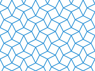 Simple diamond shapes 3d effect repeating geometric vector pattern in teal blue outline against a white color background