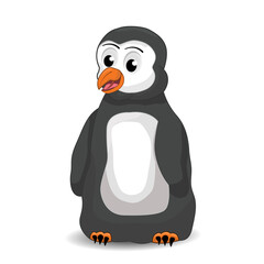 cute penguin cartoon character standing isolated with white background