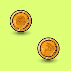 burger and pizza gold coins
