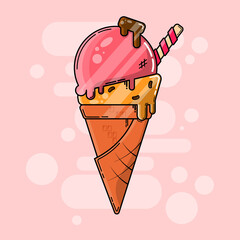 Cone ice cream vector