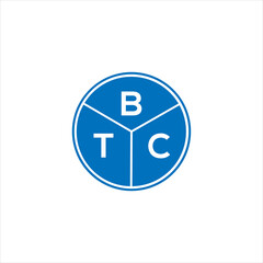 BTC letter logo design. BTC monogram initials letter logo concept. BTC letter design in black background.