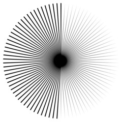 Radial, radiating and converging lines, stripes. Circular, rotated burst, spoke lines