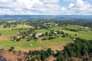 Fototapeta na wymiar Drone aerial photograph of farmland in the Hawkesbury region of Australia