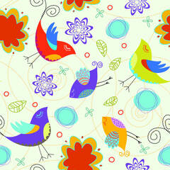 Birds & Swirls Vivid Colors 5000