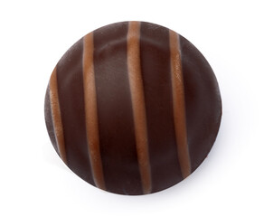 Top view of chocolate candy on white background