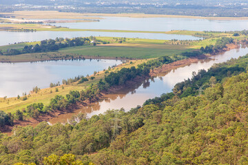 Fototapeta na wymiar Photograph of the Cumberland Plain in the Blue Mountains in Australia.