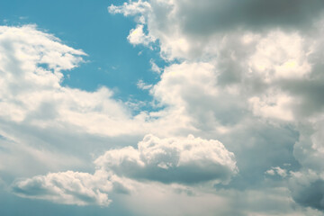 Obraz premium Blue sky, white clouds with yellow spots