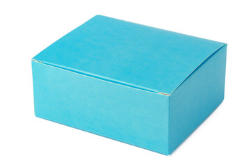 Blue cardboard box isolated on white background