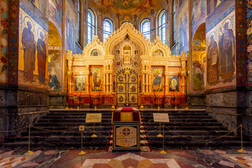 Obraz premium Iconostasis in church of Savior on spilled blood, Saint Petersburg, Russia