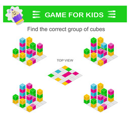 Find the correct group of geometric shapes. Attention tasks for children. Printable worksheet. vector illustration