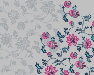 Fototapeta premium Colorful paisley floral pattern , textile swatch , India 