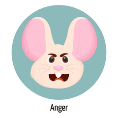 Mouse character with an evil face. Facial expression. Mouse character feelings.