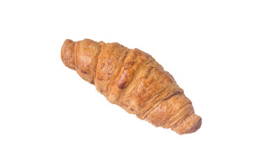 Top view of delicious french croissant isolated on white background, crisp pastry bread