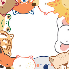 Vector Illustration of Cartoon Animal Frame Design on White Background