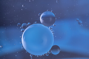 Fototapeta premium Blue oil bubbles 