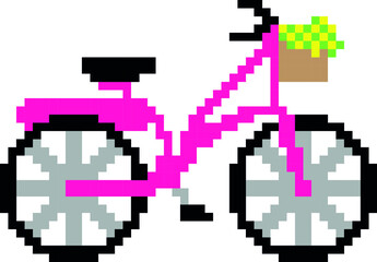 Obraz premium Bicycle pixel art vector illustration.