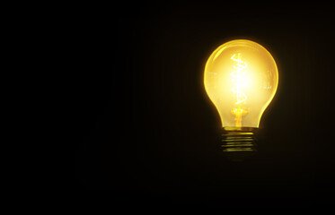 light bulb on dark background,