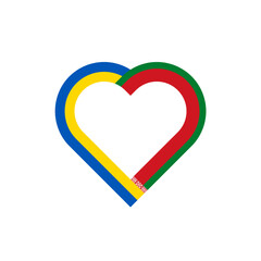 heart ribbon icon of ukraine and belarus flags. vector illustration isolated on white background