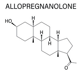 Allopregnanolone drug molecule. Skeletal formula.	