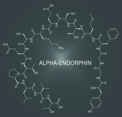 Alpha-endorphin endogenous opioid peptide molecule. Skeletal formula.	