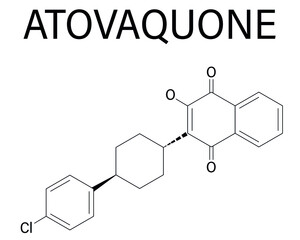 Atovaquone drug molecule. Skeletal formula.	