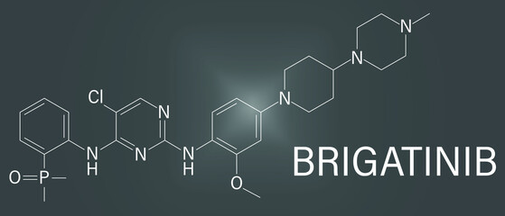 Brigatinib cancer drug molecule. Skeletal formula.	