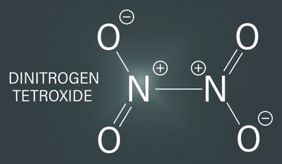 Fototapeta premium Nitrogen tetroxide or dinitrogen tetroxide, NTO, amyl. Rocket propellant molecule. Skeletal formula.