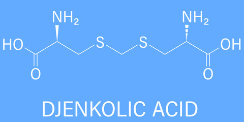 Djenkolic acid molecule. Toxic amino acid found in djenkol beans. Skeletal formula.	