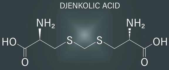 Djenkolic acid molecule. Toxic amino acid found in djenkol beans. Skeletal formula.	