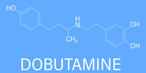 Dobutamine sympathomimetic drug molecule. Skeletal formula.	
