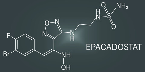 Epacadostat cancer drug molecule (indoleamine 2,3-dioxygenase inhibitor). Skeletal formula.