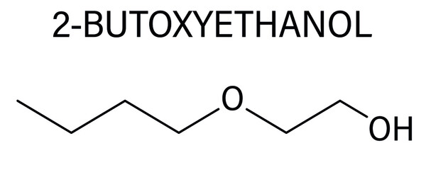 2-Butoxyethanol solvent and surfactant molecule. Skeletal formula.