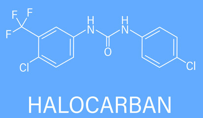 Halocarman, also known as Cloflucarban, disinfectant molecule. Skeletal formula.	