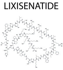 Lixisenatide diabetes drug molecule. Skeletal formula.	