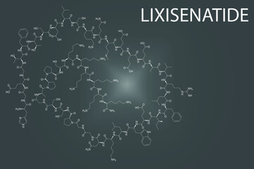 Lixisenatide diabetes drug molecule. Skeletal formula.	