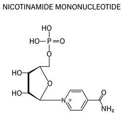 Nicotinamide mononucleotide molecule. Precursor of NAD+. Skeletal formula.