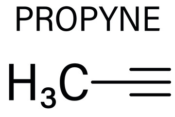 Propyne or methylacetylene molecule. Skeletal formula.	