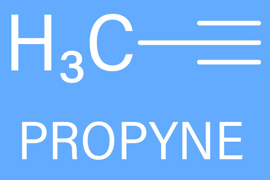 Propyne or methylacetylene molecule. Skeletal formula.	